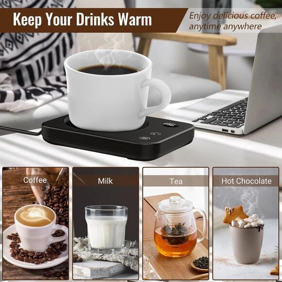Coffee Mug Cup Warmer 3-Temp Settings Auto Shut-Off Waterproof Display Desk - Picture 5 of 6